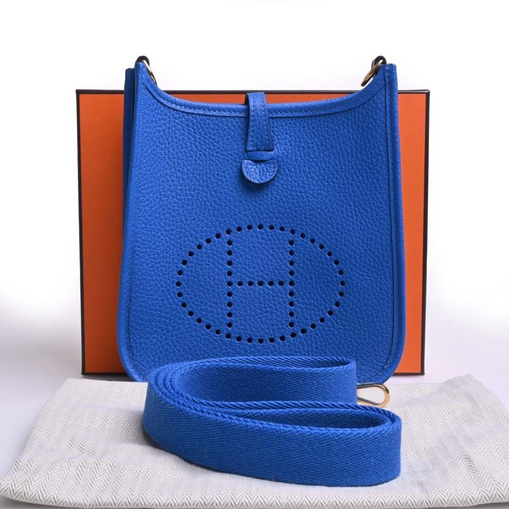 HERMES Taurillon Clemence Evelyn TPM Shoulder Bag Blue Ladies - Picture 3 of 9